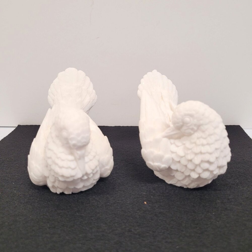 Vintage Set A Santini Italian Carved White Alabaster Doves Love Bird Figurines